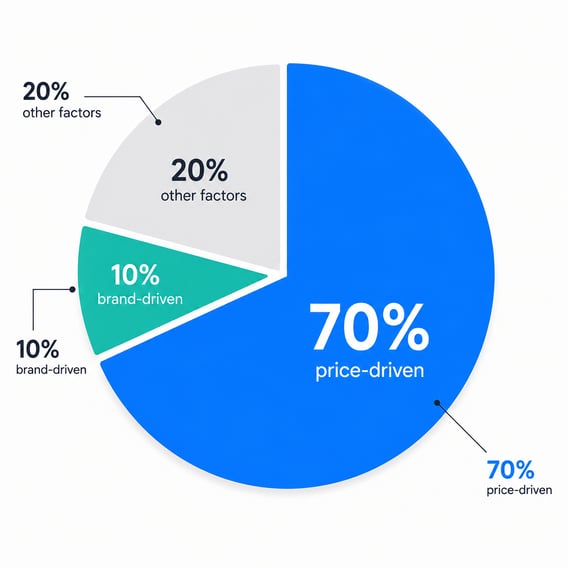 Consumer shopping priorities: 70% prioritize price, 10% buy based on brand alone